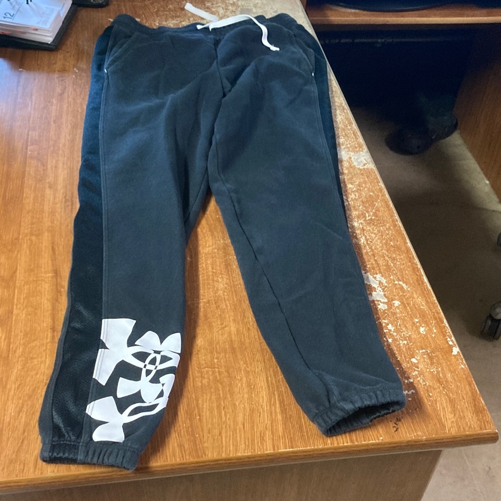 Under Armour Kids Black Sweatpants with White Logo